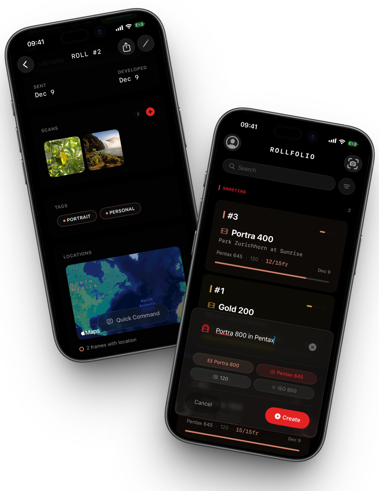 RollFolio app screenshots